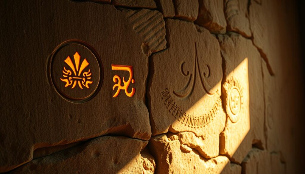 Ancient Carvings on Glowing Stone