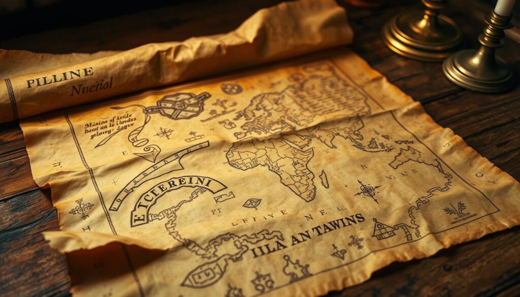 Ancient Map on Old Scroll Ancient Map on Old Scroll